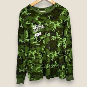 Georgia Bulldogs Nike Camo Long Sleeve T-Shirt Men XL Green White UGA Military